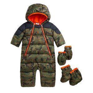 NWT Ralph Lauren Baby Boys Camo Insulated Down Hooded Snowsuit Bunting 3 Months